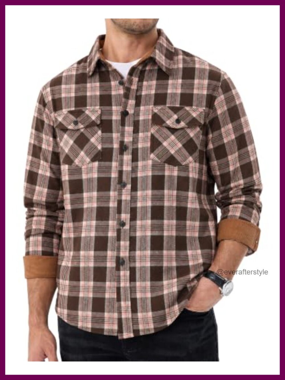 Mens 100% Cotton Flannel Button Down Shirt Long Sleeve Plaid